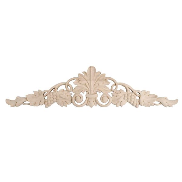 American Pro Decor 5-1/4 in. x 24-3/8 in. x 5/8 in. Unfinished Hand Carved Solid American Hard Maple Wood Onlay Grape Vine Wood Applique