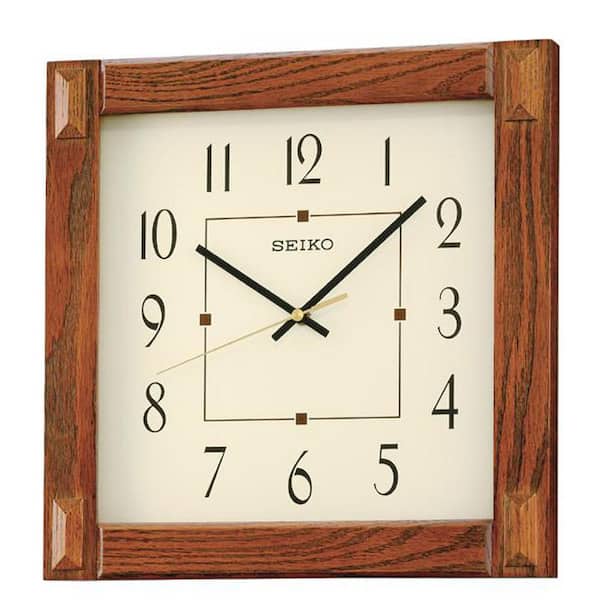 Square Wood Frame 13 in. Wall Clock