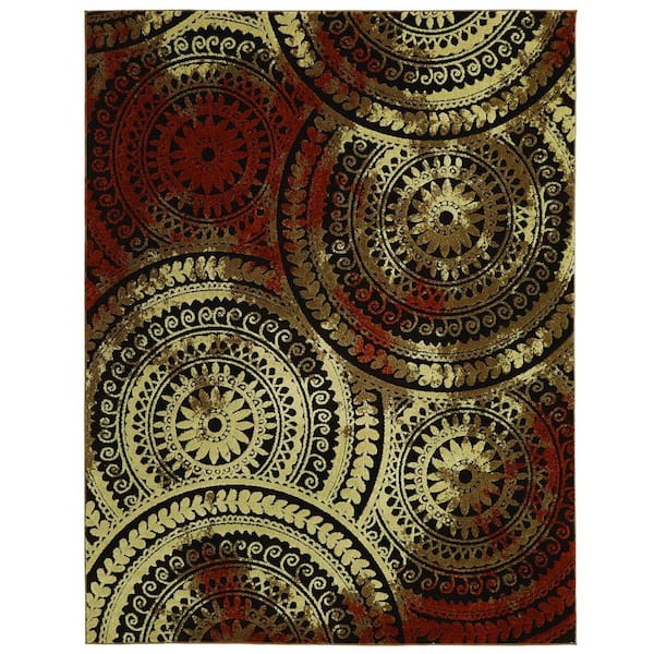 Home Decorators Collection Spiral Medallion Brown/Rust 7 ft. 10 in. x 9 ft. 10 in. Area Rug