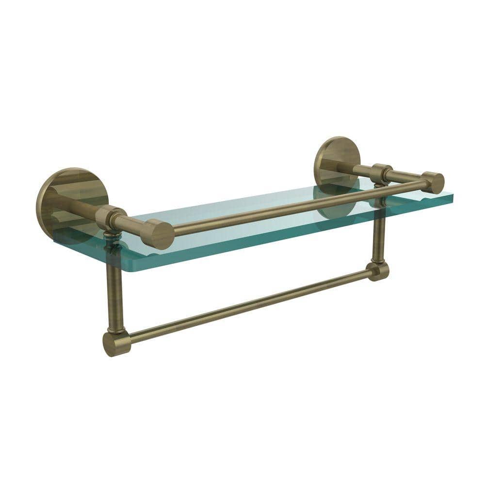 Allied Brass 16 in. L x in. H x in. W Gallery Clear Glass Bathroom Shelf  with Towel Bar in Antique Brass PRBP-1TB/16-GAL-ABR The Home Depot
