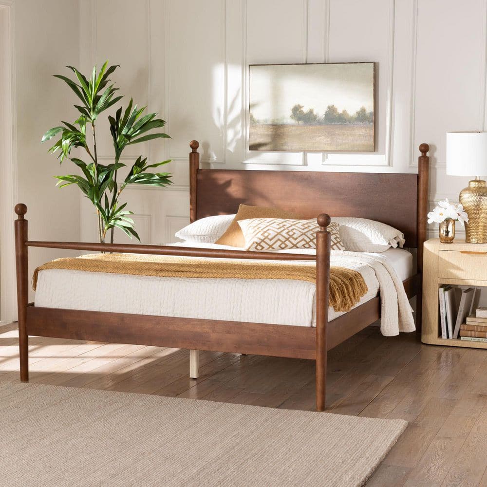 Baxton Studio Gianetta Walnut Brown Wood Frame Queen Platform Bed