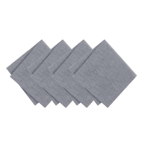 Threadmade Home Continental Solid Texture Water Resistant Napkins, Set of 4, Gray - 17"W x 17"L