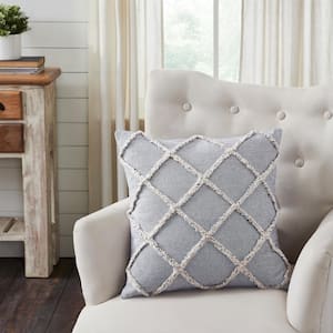 Frayed Lattice Creme and Black Geometric 20 in. x 20 in. Throw Pillow