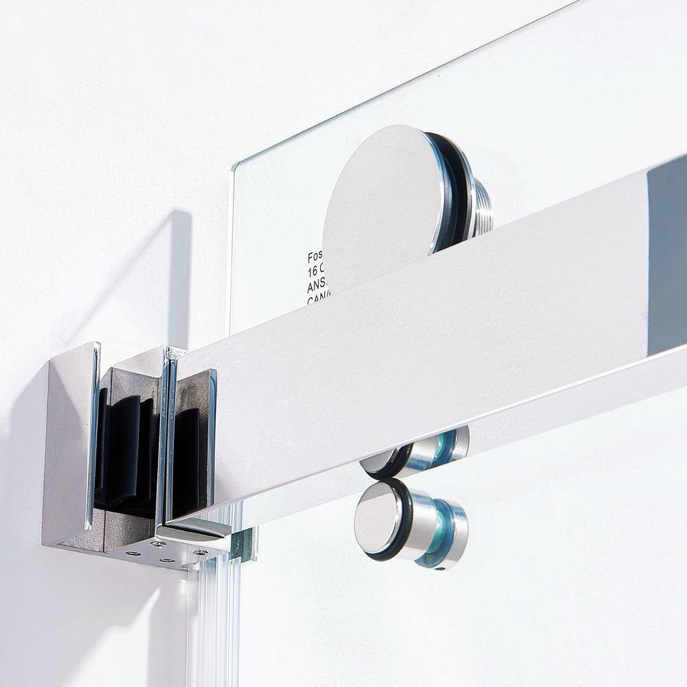 60" Frameless Chrome Glass Double Sliding Shower Door