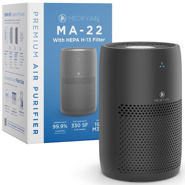 MEDIFY AIR MA-22 Air Purifier 330 sq. ft. with H13 HEPA Filter Console Purifier in Black with Coverage 99.9% Removal (1-Pack)