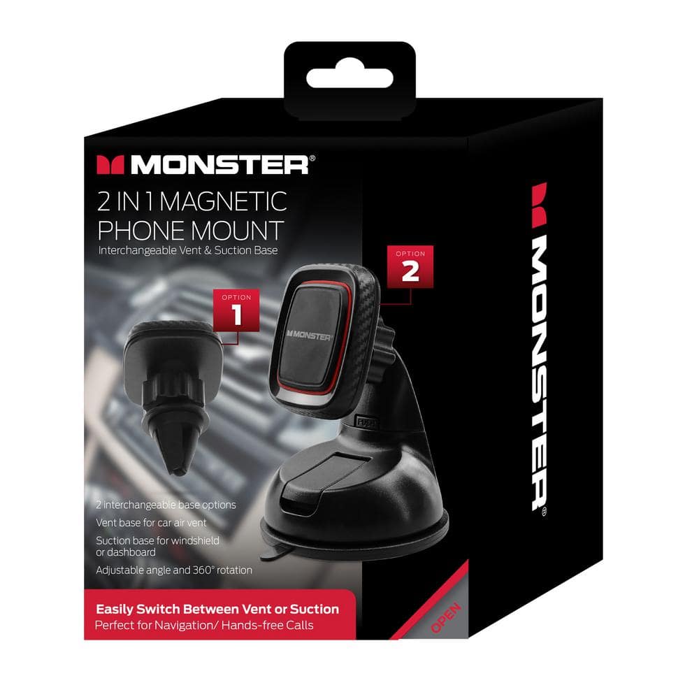 Monster 2-In-1 Magnetic Universal Phone Mount, Great For Hands-Free  Calls/Navigation MMH5-1007-BLK - The Home Depot