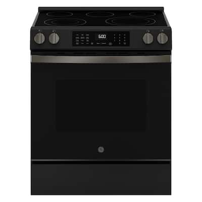 30 in. 5 Burner Element Smart Slide-In Electric Convection Range in Black Slate w/ EasyWash Oven Tray No-Preheat Air Fry