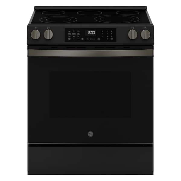 GE 30 in. 5 Burner Element Smart Slide-In Electric Convection Range in Black Slate w/ EasyWash Oven Tray No-Preheat Air Fry