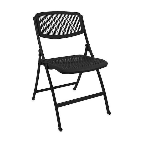 Hdx Black Plastic Seat Foldable Folding, Patio Folding Chairs Home Depot