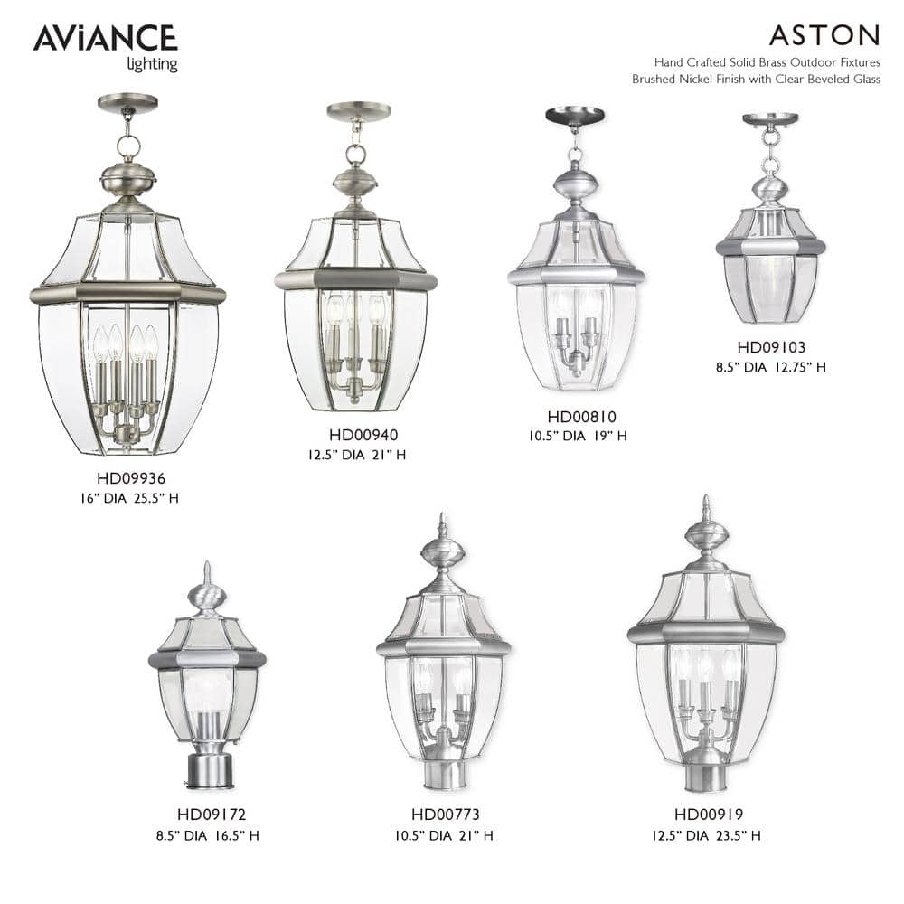 Elegant Brushed Nickel 3-Light Outdoor Wall Lantern with Clear Beveled Glass