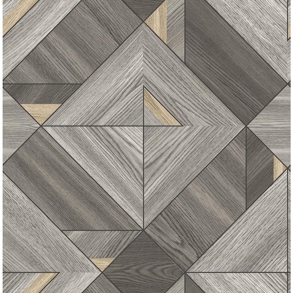 CASA MIA Wood Tiles Grey & Black Paper Non-Pasted Strippable Wallpaper Roll (Cover 56.05 sq. ft.)