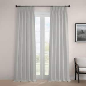 Oyster White Pinch Pleated Textured Faux Linen Curtains 25 in. W x 84 in. L Room Darkening Curtains (Single Panel)