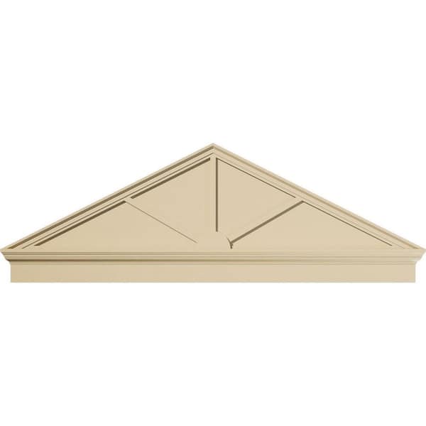 Ekena Millwork 72-in. W x 24-7/8-in. H x 2-3/4-in. P (Pitch 6/12) Peaked Cap 3 Spoke Signature Urethane Combination Pediment Primed Tan