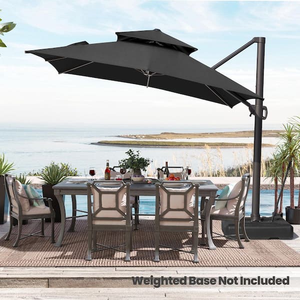 Crestlive Products 10 ft. Double Top Square Cantilever Patio Umbrella in Black