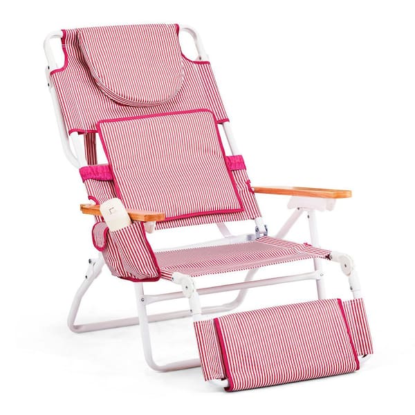 Pink Aluminum Folding Beach Chair (Set of 1)