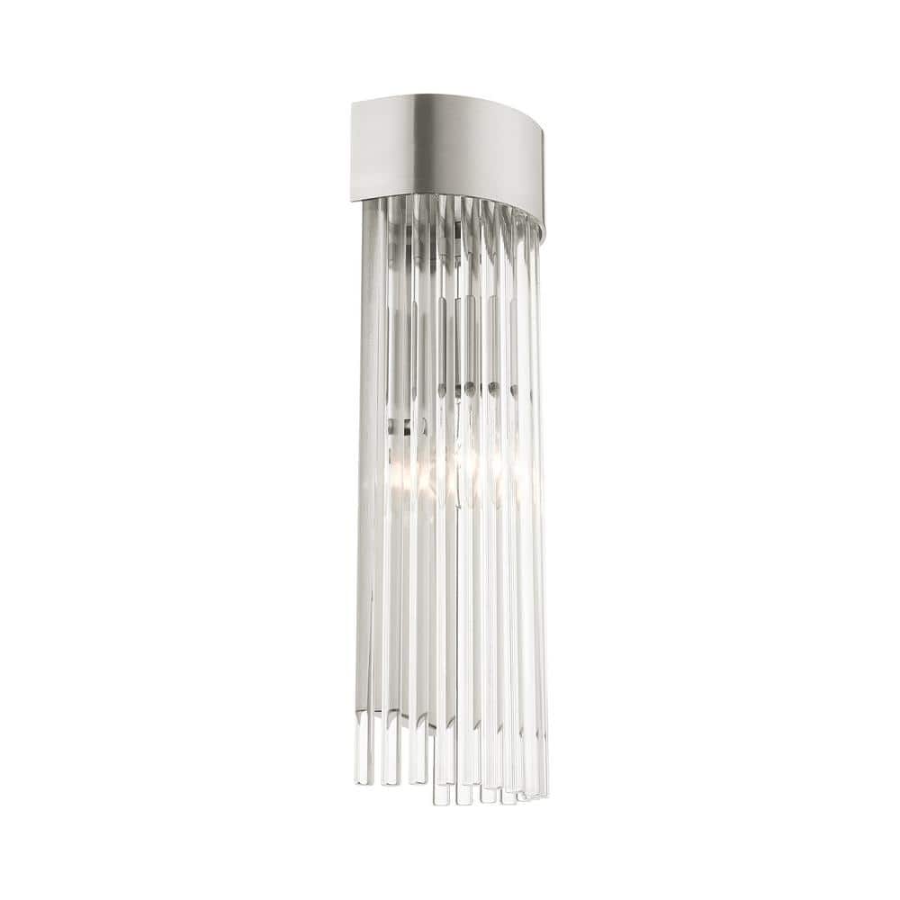 Elegant Norwich Brushed Nickel Sconce with Crystal Rod Shade