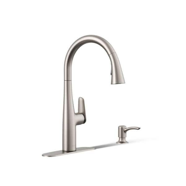Easmor Single-Handle Pull Down Sprayer Kitchen Faucet in Vibrant Stainless