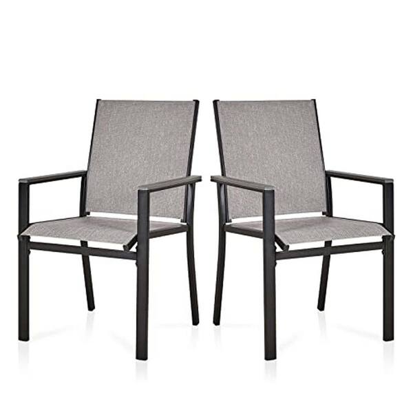 Zeus & Ruta 2-Pieces Patio Outdoor Dining Chairs Set, Textilene Metal Bistro Chairs for Garden Backyard