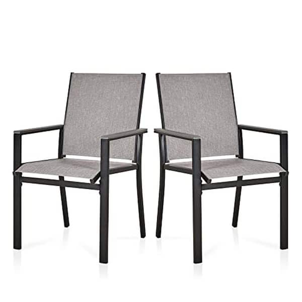 Zeus & Ruta 2-Pieces Patio Outdoor Dining Chairs Set, Textilene Metal Bistro Chairs for Garden Backyard