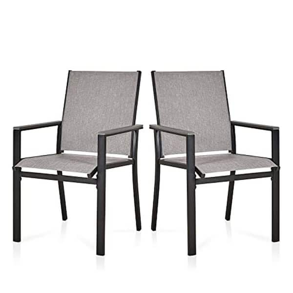 Zeus & Ruta 2-Pieces Patio Outdoor Dining Chairs Set, Textilene Metal Bistro Chairs for Garden Backyard