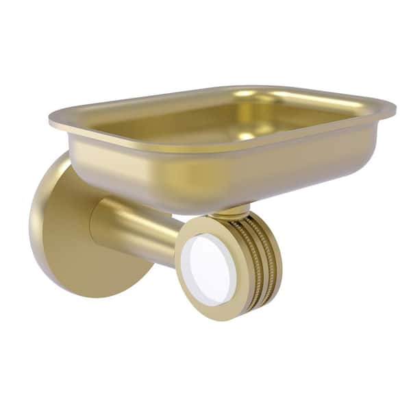 Allied Brass Clearview Collection Wall Mounted Soap Dish Holder with Dotted Accents in Satin Brass