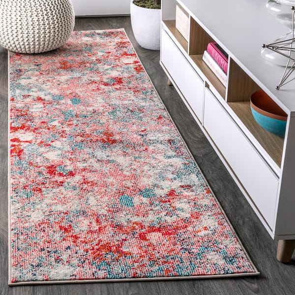 JONATHAN Y Contemporary POP Modern Abstract Blue/Red 2 ft. 3 in. x 8 ft. Runner Rug