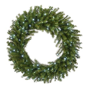 36 in. Artificial Norwood Fir Wreath with Memory-Shape and 200 Cool White LED Lights