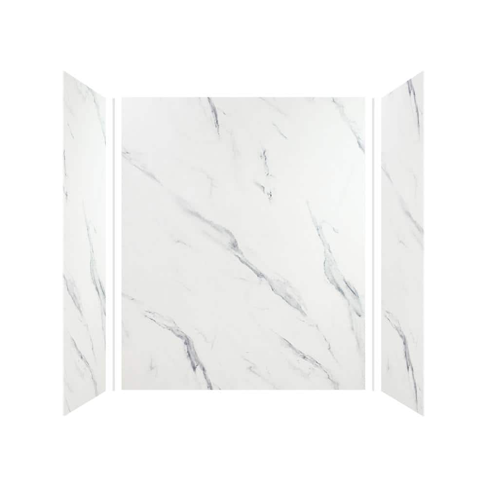 Bianca White Solid Surface 3-Piece Shower Wall Kit, 36" x 60" x 72"