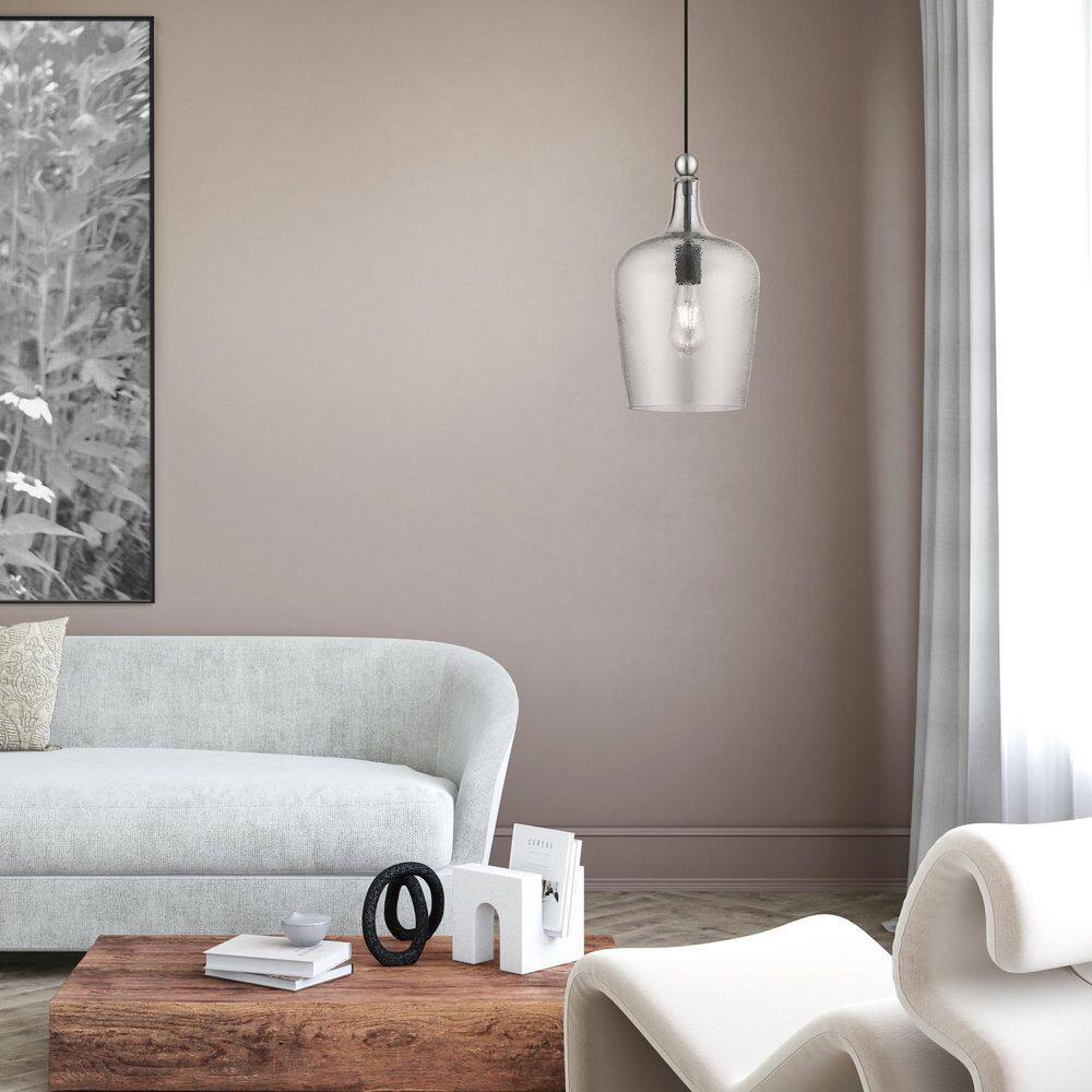Elegant Avery Mini Jar Pendant Light in Black and Brushed Nickel