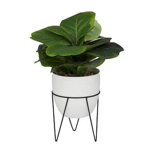 19 in. H Pilea Artificial Plant with Realistic Leaves and Metal Stand and White Pot