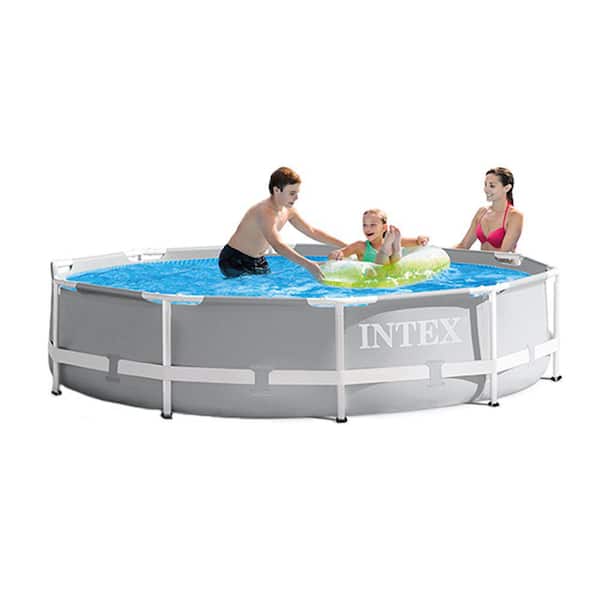 10 ft. 30 in. Round Metal Frame Pool with 10 ft. Round Pool Cover and Filter Cartridge 26701EH + 28030E - The Home Depot