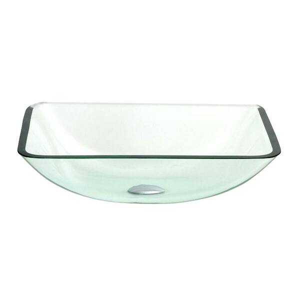 DreamLine Geometric Square Vessel Sink in Clear Glass