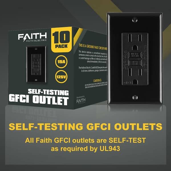 Faith 15 Amp 125-Volt GFCI Duplex Outlet, Non-Tamper-Resistant GFI
