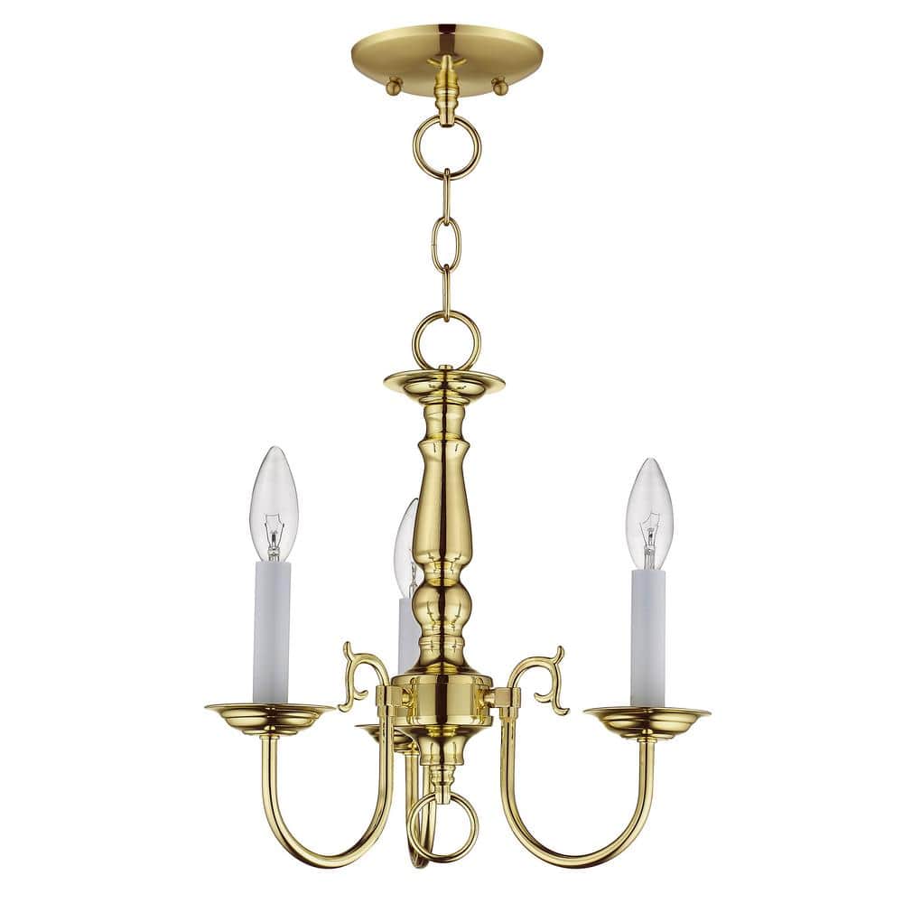 Elegant Williamsburgh Polished Brass Mini 3-Light Chandelier