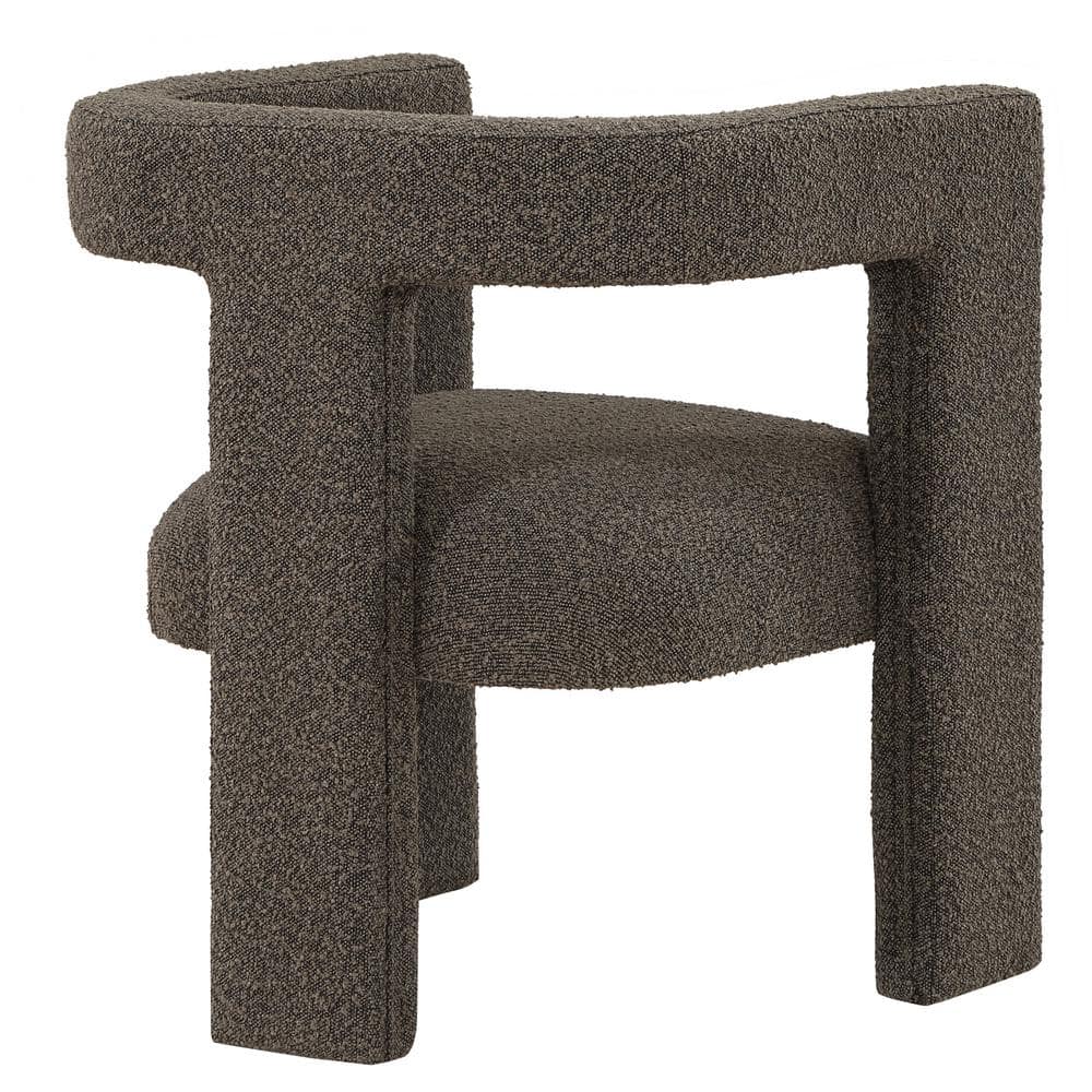 Chocolate Brown Bouclé Upholstered Modern Accent Chair