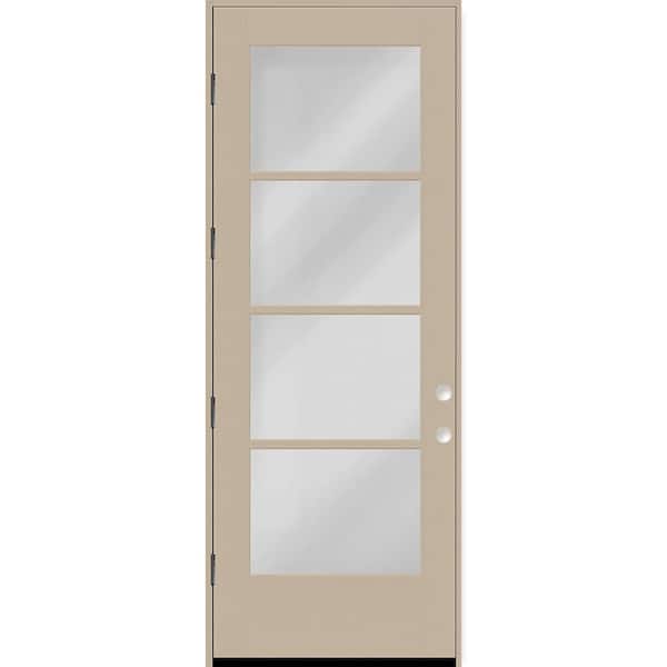 Steves & Sons Legacy 32 in. x 96 in. Icon 4-Lite Modern Clear Glass RHOS Sandstone Fiberglass Prehung Front Door with 6-9/16 in. Jamb