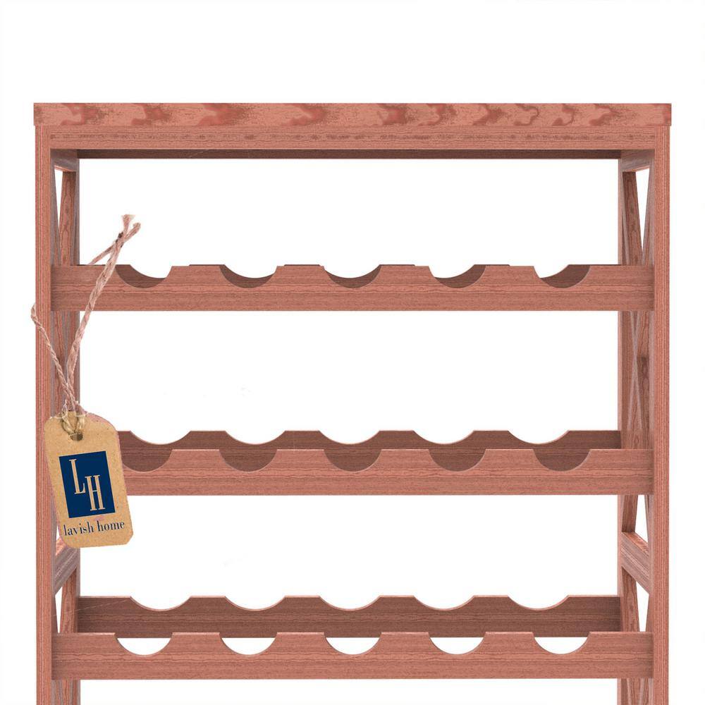 Rustic Brown Solid Wood 25-Bottle Wine Rack