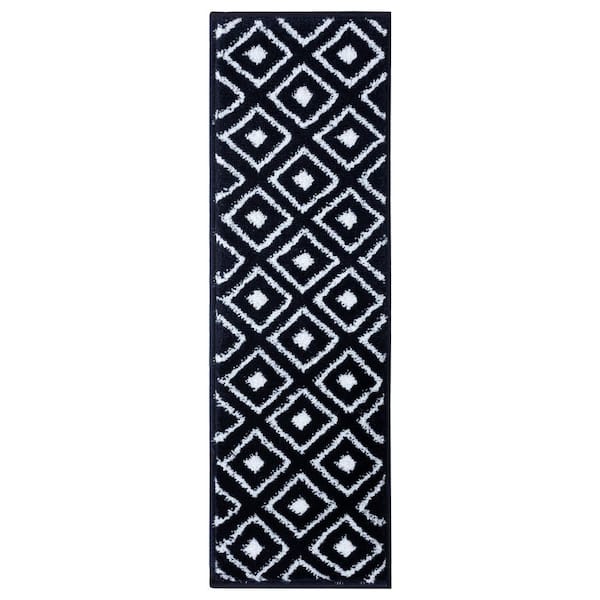 Valencia Navy/Ivory 9 in. x 28 in. Non-Slip Stair Tread Cover (Set of 7)
