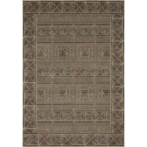 Loloi Chalos Charcoal/Natural 6 ft. 7 in. x 9 ft. 7 in. Geometric 100% Polypropylene Pile Area Rug