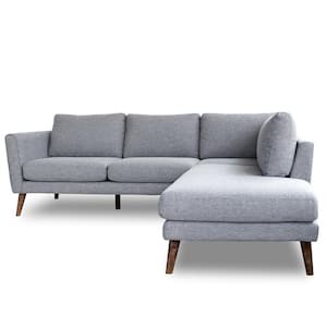 Bellatrix 96 in. W Square Arm 2-piece L-Shaped Fabric Right Facing Corner Sectional Sofa in Gray (Seats-4)