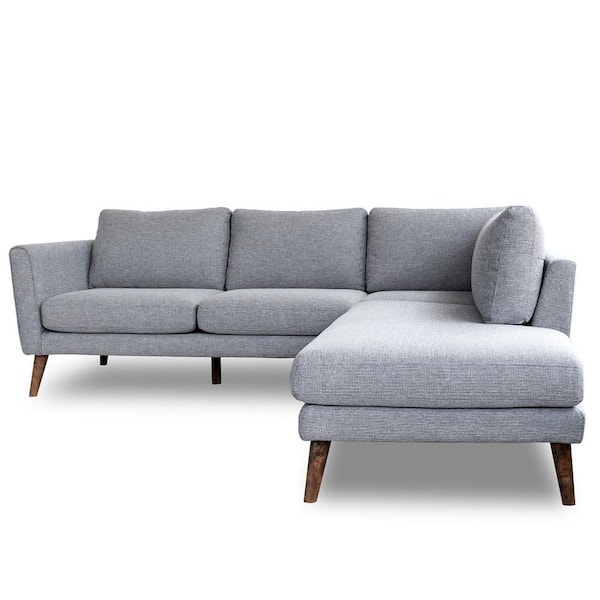 Ashcroft Furniture Co Bellatrix 96 in. W Square Arm 2-piece L-Shaped Fabric Right Facing Corner Sectional Sofa in Gray (Seats-4)