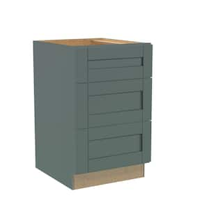 Washington 24 in. W x 21 in. D x 34.5 in. H Assembled Plywood Vanity Base Drawer Kitchen Cabinet in Green Soft Close