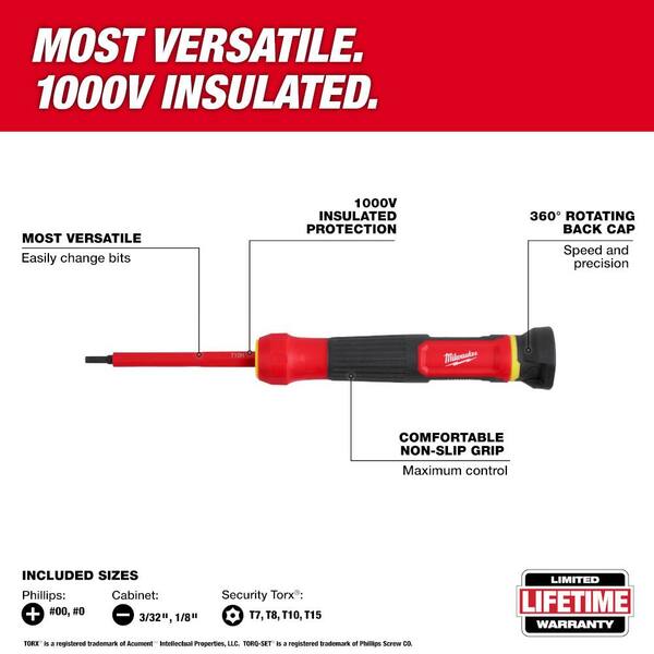 Milwaukee 8-in-1 1000V Insulated Precision Multi-Bit Screwdriver 