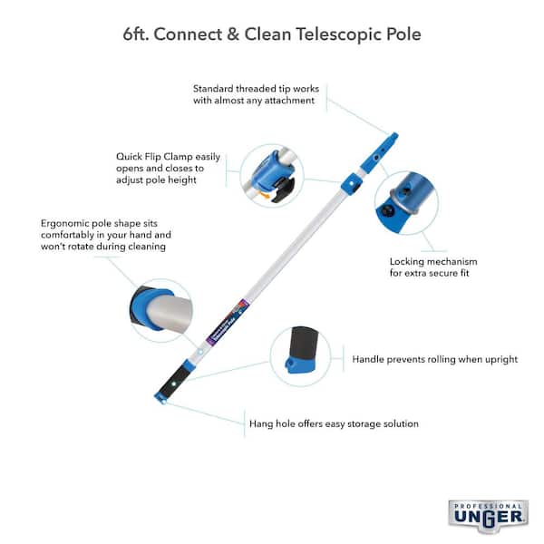 6 ft. Aluminum Telescopic Pole with Connect and Clean Locking Cone and Quick-Flip Clamps (2-Pack)
