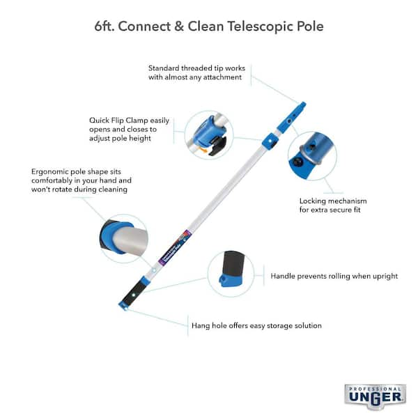 6 ft. Aluminum Telescoping Pole with Connect and Clean Locking Cone and Quick-Flip Clamps