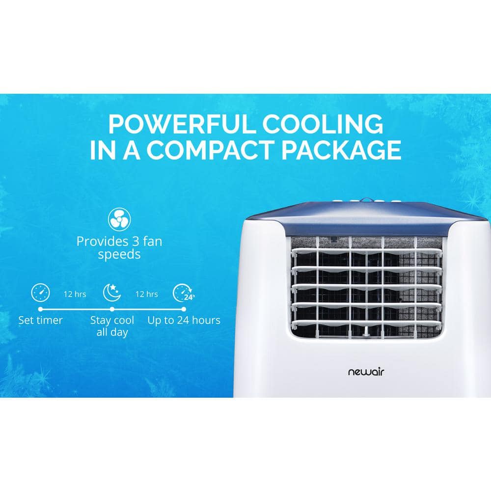 Newair 14,000 BTU White and Blue Gray Portable Air Conditioner and Heater
