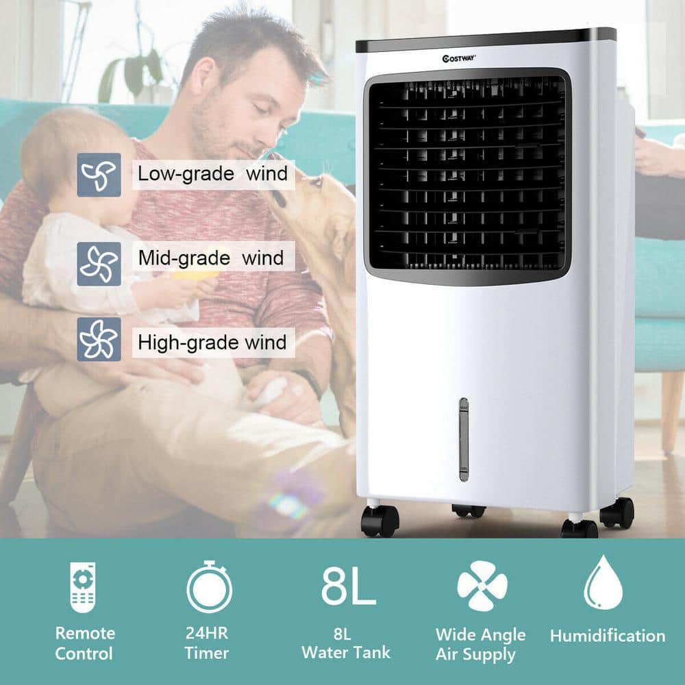 White Portable Tower Air Conditioner with Remote Control