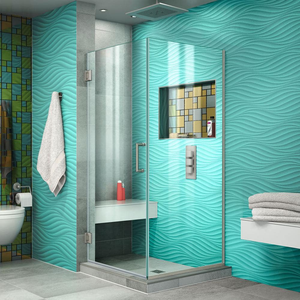 Unidoor Plus Frameless Hinged Shower Enclosure with Clear Glass