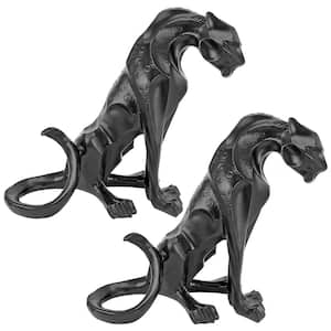 Rampant Tranquility Jungle Black Jaguar Panther Statues: Set of 2