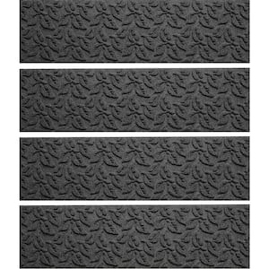 Weatherguard Pro Dogwood Leaf Charcoal 8.5 in. x 30 in. PET Polyester Indoor Outdoor Stair Tread Cover (Set of 4)